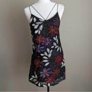 NWT velvet floral jewelled sleeveless mini dress